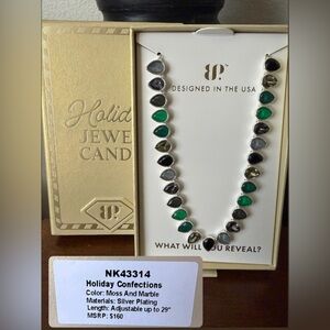 Bomb Party Holiday Jewel Candy 2025 - Necklace Moss and Marble/Silver